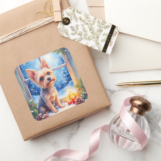 Adesivo Quadrado Brussels Griffon Frosted Window Christmas Art (Presentear)