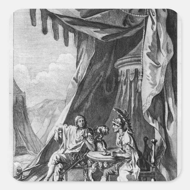 Adesivo Quadrado Brutus e Cassius na tenda de Brutus (Frente)