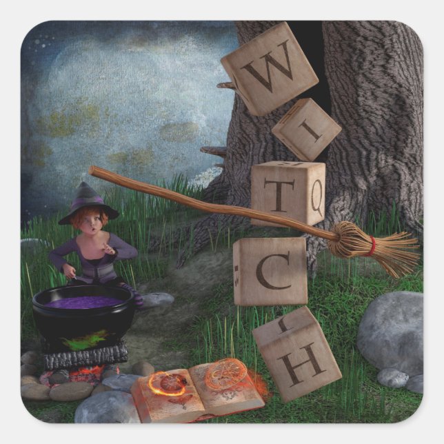 Adesivo Quadrado Bruxa