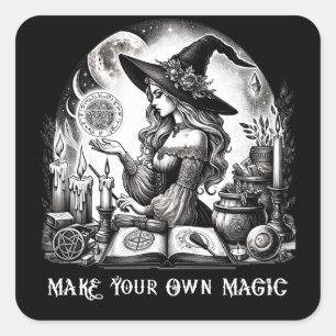 Adesivo Quadrado Bruxa Bonita Farmácia Faça Você Mesmo Magia