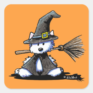Adesivo Quadrado Bruxa de Halloween de KiniArt