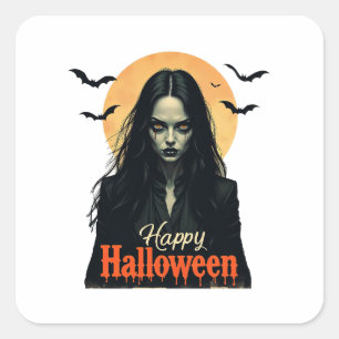 Adesivo Quadrado Bruxa de Halloween Gótica
