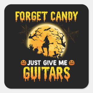 Adesivo Quadrado Bruxa de Violão Esquece o Docinho, Apenas Me Dê Vi