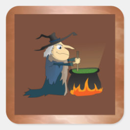 Adesivo Quadrado Bruxa e Cauldron