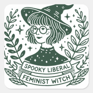 Adesivo Quadrado Bruxa Liberal Feminista SPOOKY