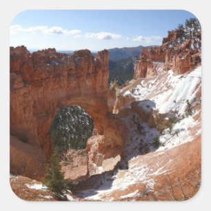 Adesivo Quadrado Bryce Canyon Natural Bridge Snowy Landscape Foto