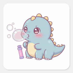Adesivo Quadrado Bubble Dino – Playful & Kawaii!