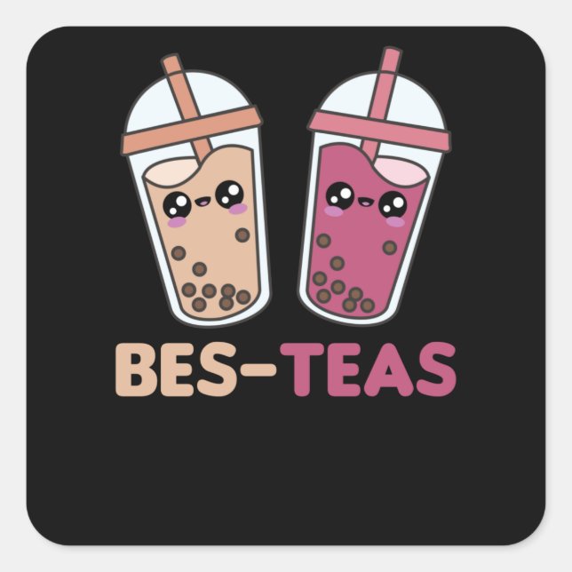 Adesivo Quadrado Bubble Tea Best Friends Party Partner Boba (Frente)