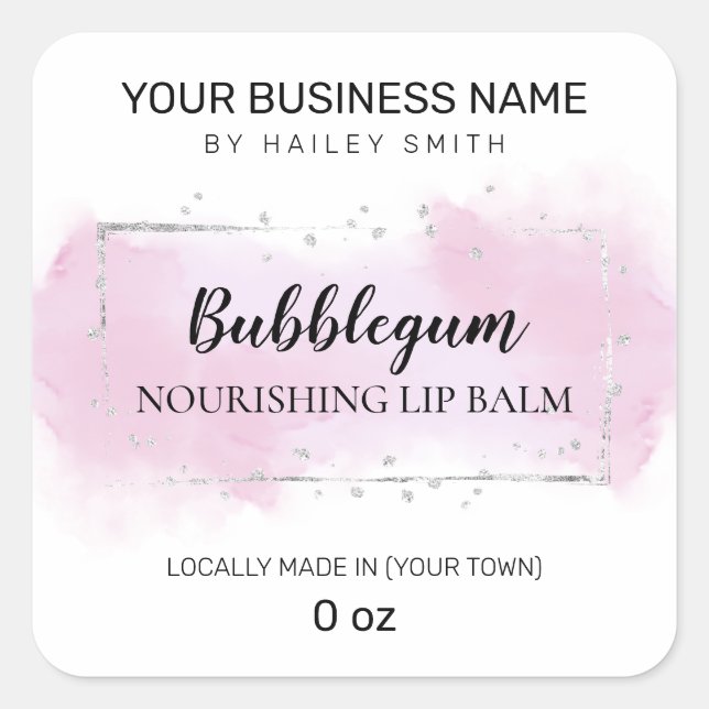 Adesivo Quadrado Bubblegum Flavor Purple E Silver Lip Balm (Frente)