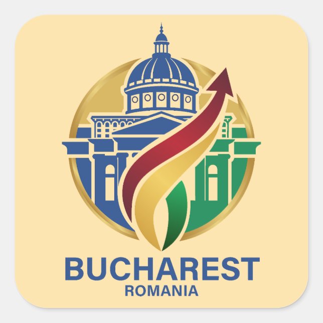 Adesivo Quadrado Bucharest Romania Eastern European (Frente)
