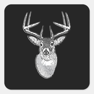 Adesivo Quadrado Buck on Black design White Deer