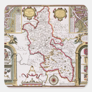 Adesivo Quadrado Buckinghamshire, gravado por Jodocus