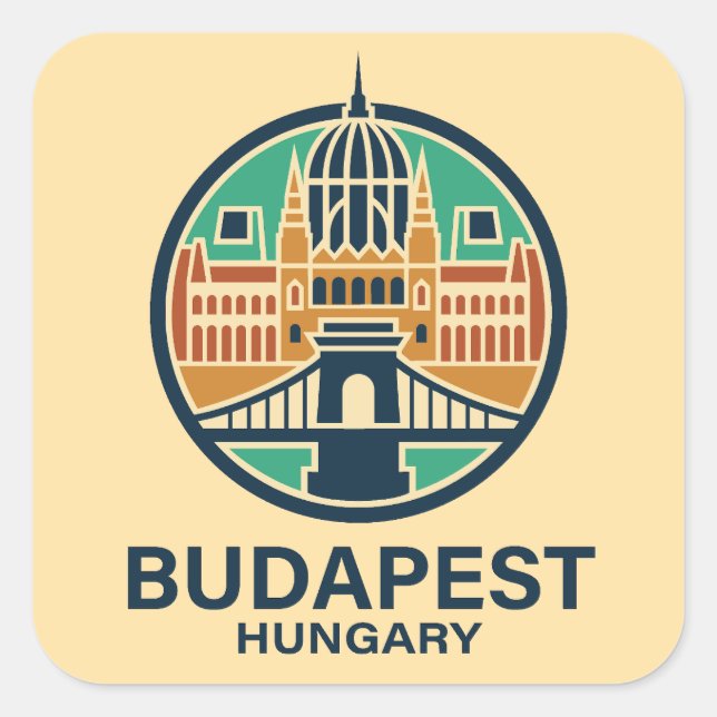 Adesivo Quadrado Budapest Hungary Europe (Frente)