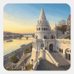 Adesivo Quadrado Budapest Hungary Fish's Bastion Viagem