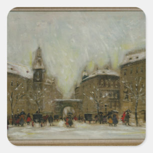 Adesivo Quadrado Budapest na neve