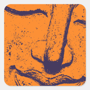 Adesivo Quadrado Buddha Face Zen Harmony Buddhahood Orange