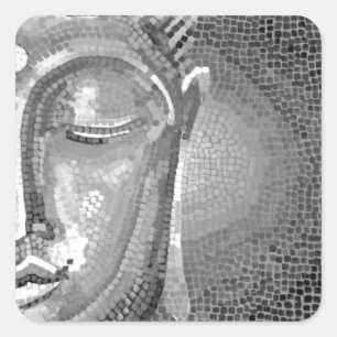 Adesivo Quadrado Buddha preto e branco enfrenta