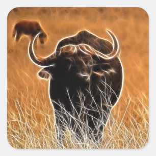 Adesivo Quadrado Búfalo africano