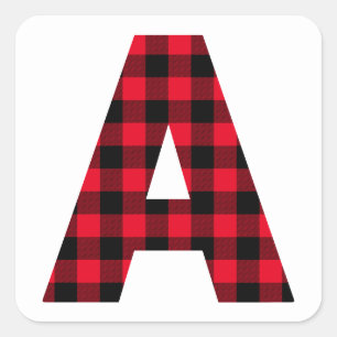 Adesivo Quadrado Búfalo Vermelho e Negro - Letra Negrito A Monogram
