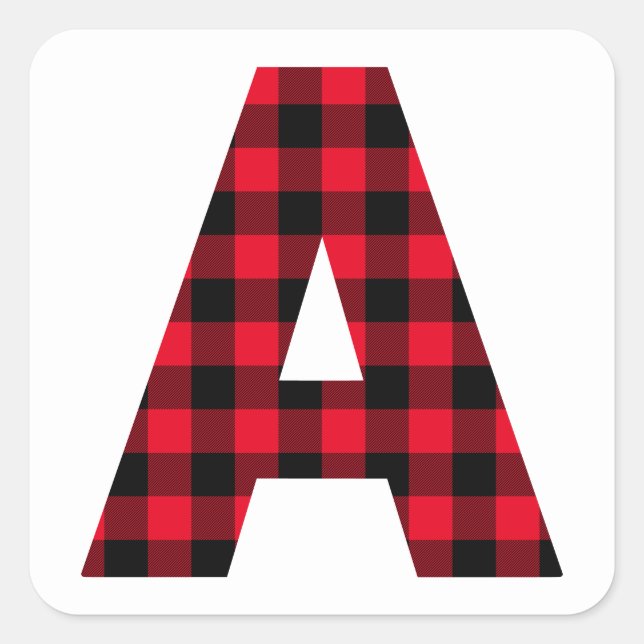 Adesivo Quadrado Búfalo Vermelho e Negro - Letra Negrito A Monogram (Frente)