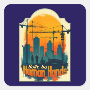 Adesivo Quadrado Built by Working Hands Labor Day Construction Desi