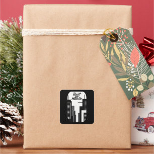 Adesivo Quadrado Built on Hustle City Skyline Minimalist Design