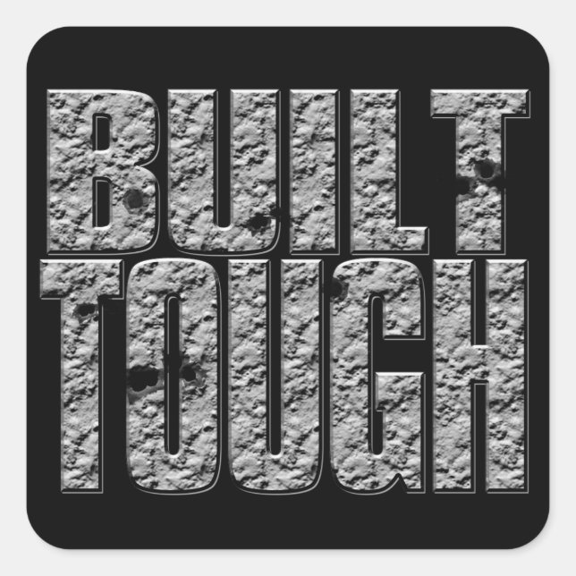 Adesivo Quadrado BUILT TOUGH.Hardcore Strong Muscle Man.Sticker (Frente)
