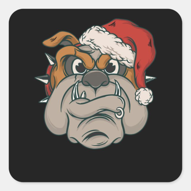 Adesivo Quadrado Buldogue de Natal (Frente)