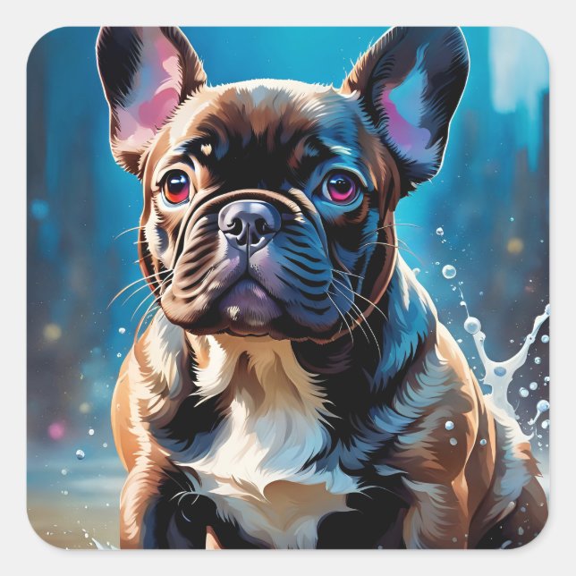 Adesivo Quadrado Buldogue Francês (Frente)