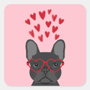 Adesivo Quadrado Buldogue francês Love Stickers - cachorro fofo