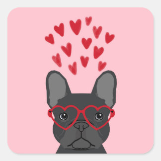 Adesivo Quadrado Buldogue francês Love Stickers - cachorro fofo
