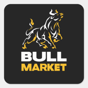 Adesivo Quadrado Bull Market Stock Trader Wallstreet Investor