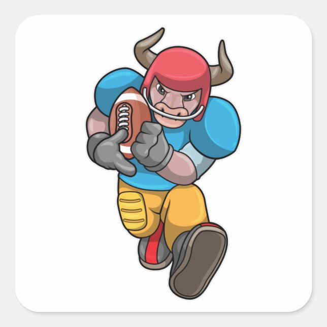 Adesivo Quadrado Bull no Esporte com futebol e capacete (Frente)