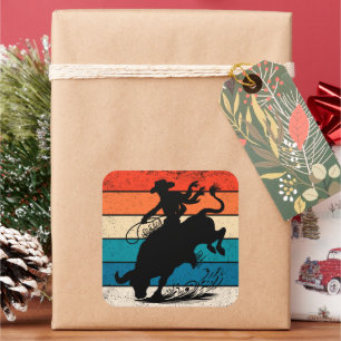Adesivo Quadrado Bull Rodeo Bull Riders Western Ranch Retro