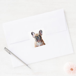 Adesivo Quadrado Bulldog Francês Cachorrinho Fofinho Pet Frenchie
