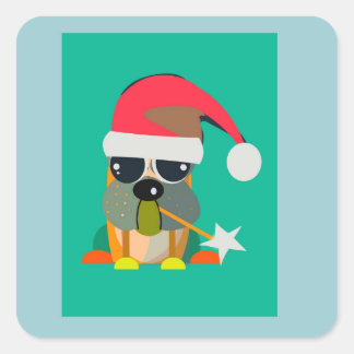 Adesivo Quadrado Bulldog Mágico de Natal · vibra bonito ·