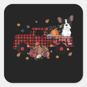 Adesivo Quadrado Bulldog Pumpkin Truck Thanksgiving Halloween Gift
