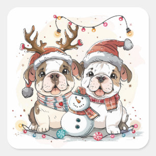 Adesivo Quadrado Bulls Ingleses de Natal