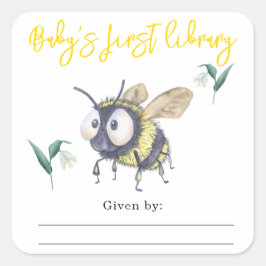 Adesivo Quadrado Bumble Bee - primeira biblioteca do bebê