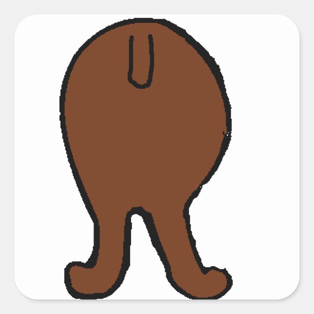 Adesivo Quadrado bumbum de poodle marrom (Frente)