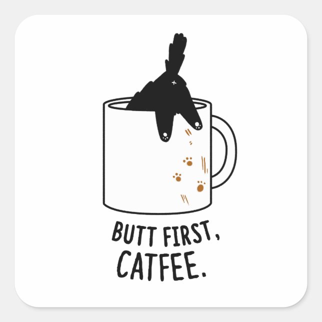 Adesivo Quadrado Bumbum Primeiro, Gato de Gato (Frente)