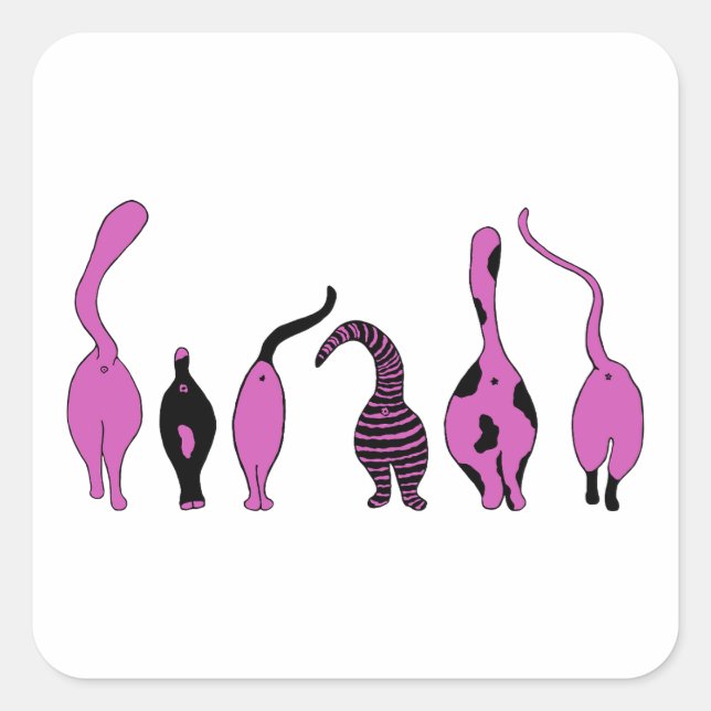 Adesivo Quadrado Bumbuns de Gato Roxo (Frente)