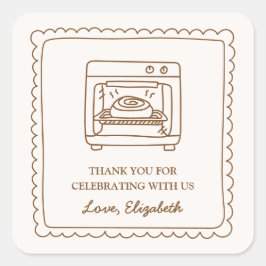 Adesivo Quadrado Bun in the Oven Baby Shower Thank You Favor