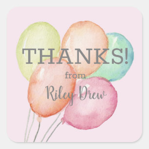 Adesivo Quadrado Bunch De Balões De Aquarela Obrigado