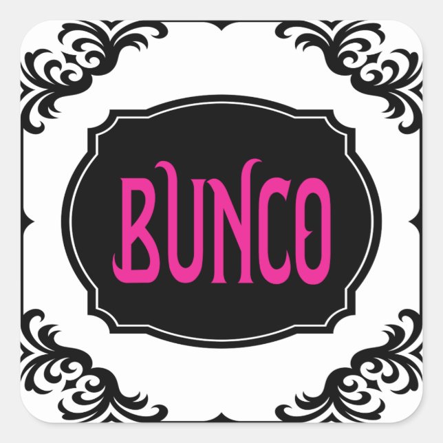 Adesivo Quadrado Bunco Game Night Pink Modern Bold (Frente)