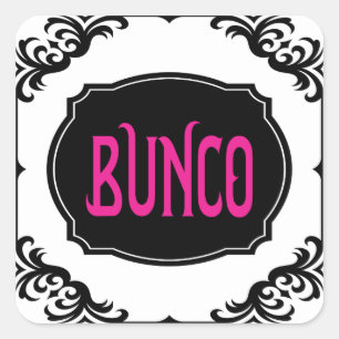 Adesivo Quadrado Bunco Game Night Pink Modern Bold