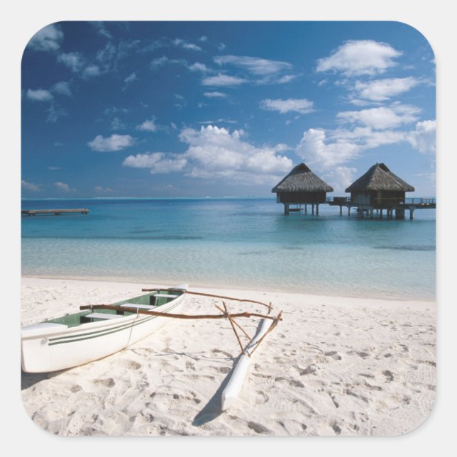 Adesivo Quadrado Bungalows da praia Motu Toopua (Frente)