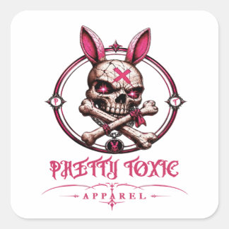 Adesivo Quadrado Bunny Caveira Bonito Tóxico Street Feminino Pastel