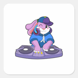 Adesivo Quadrado Bunny como músico com Mixer