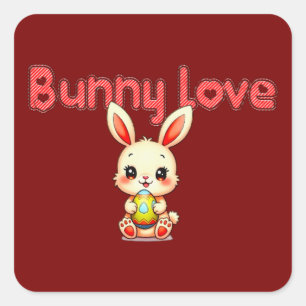 Adesivo Quadrado Bunny Love – Cute Easter Bunny Design Autocolante